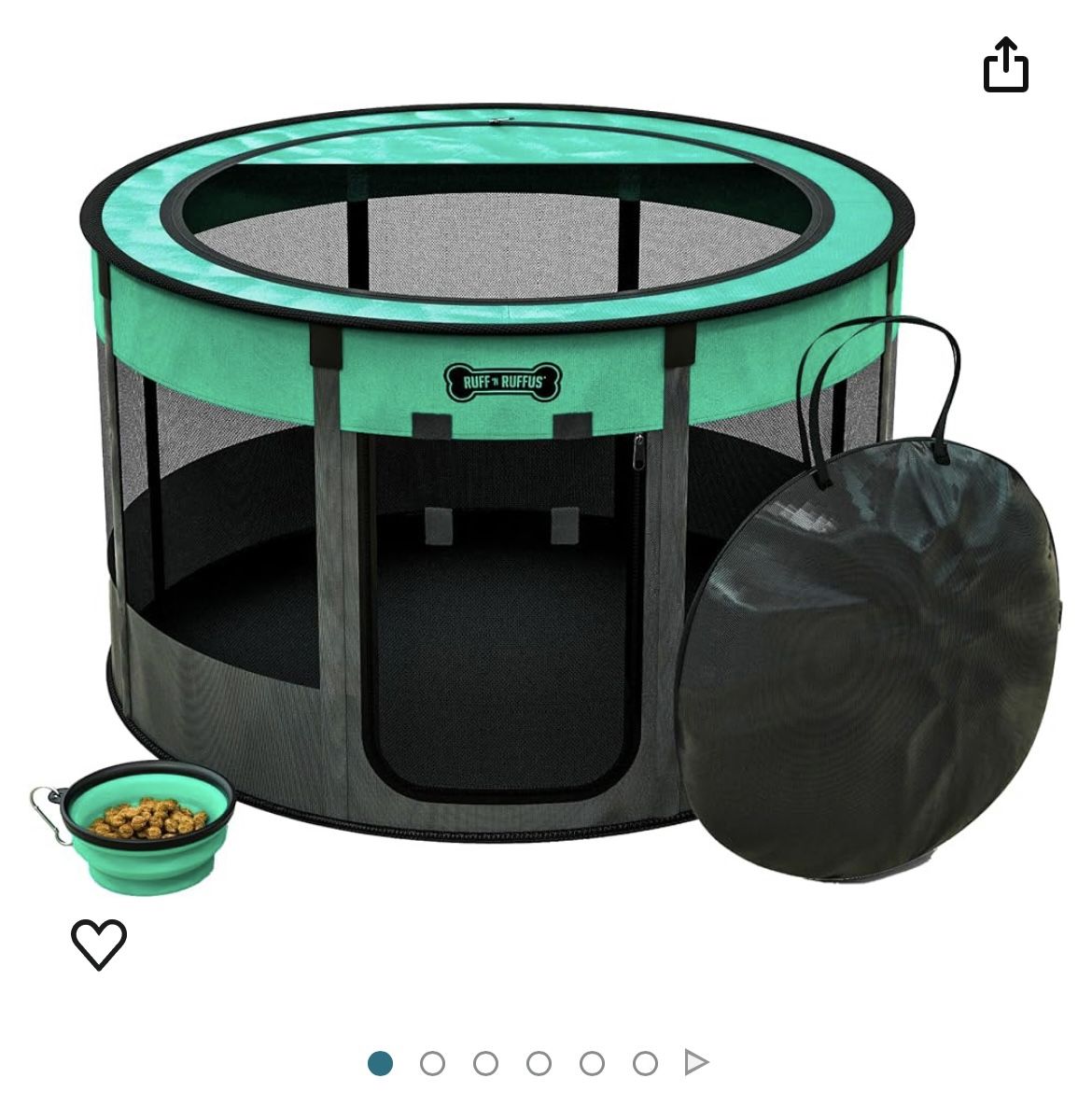 Ruff 'N Ruffus Portable Foldable Pet Playpen +FREE Carrying Case + FREE Travel Bowl (Medium (36x36x23 inches), Aqua (Blue))