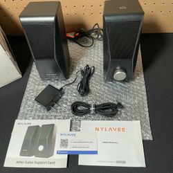 New Nylavee Computer Speakers, Hi-Fi Stereo Sound PC Speakers W/ Bluetooth 5.0 and 3.5mm AUX-in, 14W AC Powered, Built-in Equalizer Modes and RGB Ligh