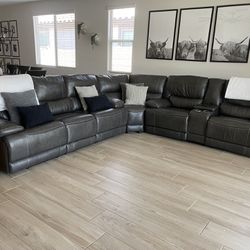 Gray Leather Reclining Couches