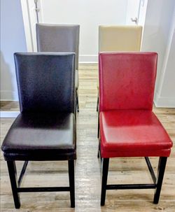 Set of 4 Multi-Color Faux Leather Dining Chairs Only  $80 ( Complete Dining Set $170.00)– Sturdy & Clean (Coconut Creek)