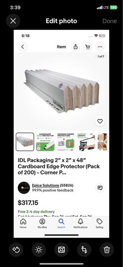 IDL Packaging 2” x 2” x 48” Cardboard Edge Protector (Pack of 200)-Local Pickup