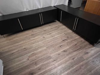 Matching Pair of 72” Modern Black TV Stands / Media Console
