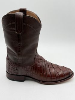 Preowned TECOVAS SZ 10.5 D THE TOWNES EXOTIC LEATHER In Walnut Brown