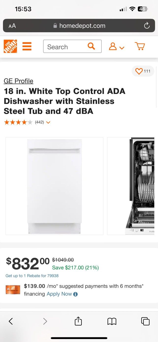 ADA Dishwasher General Electric