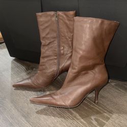Rafaella BOOZ Pointed Toe Brown Leather Heels Womens Size 7
