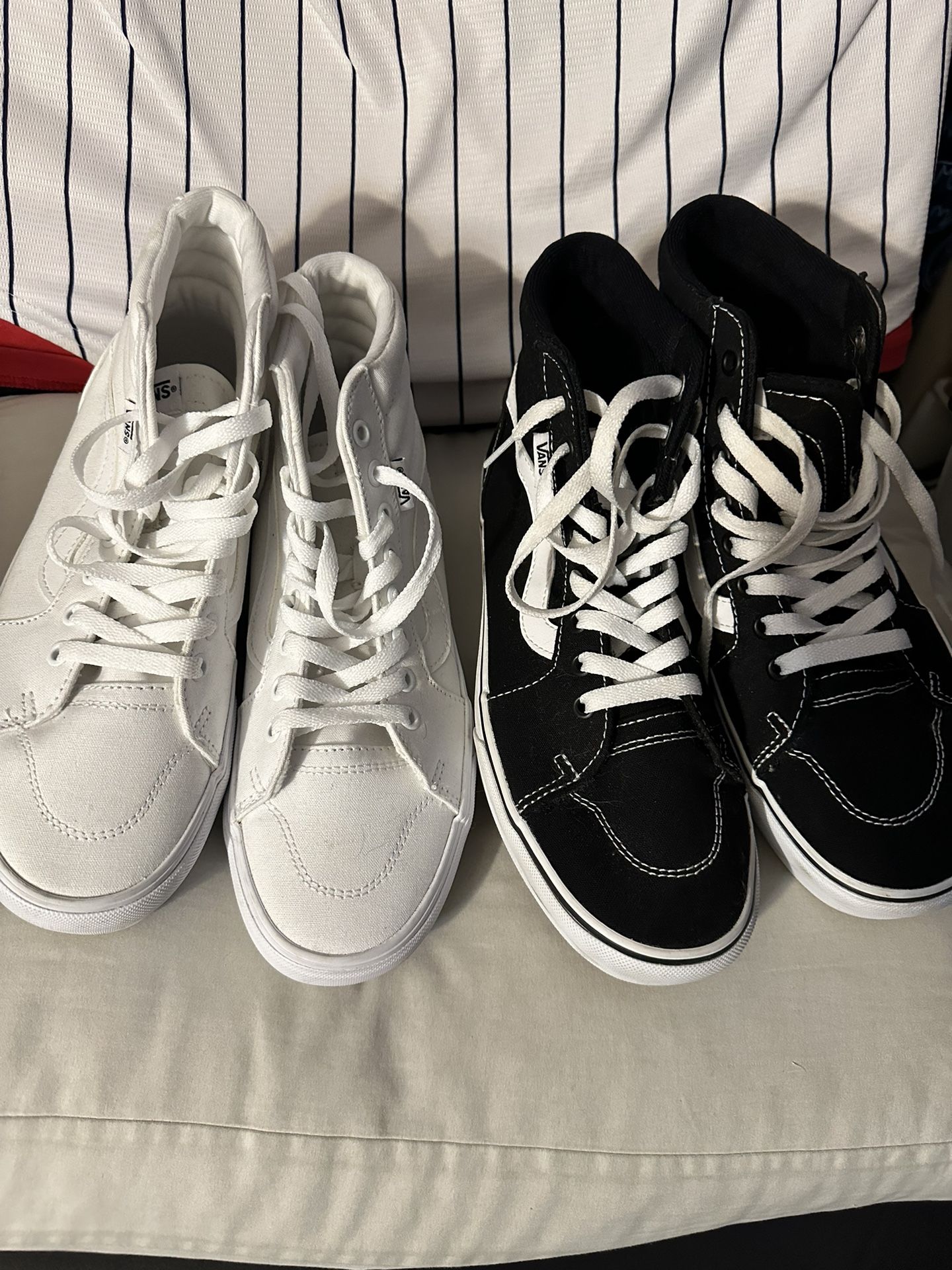 2 Pairs Of Vans Hi Black & White Shoes Women 8.5