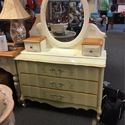 Dresser  And Great Mirror . Soft pale yellow, Ghent Area, Norfolk 