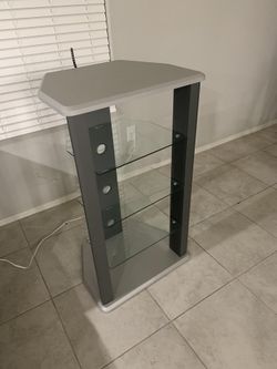 TV stand with glass shelves