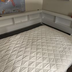 White Bookcase Bed Frame with Box Springs & Mattress