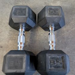 Pair 35 Lb Dumbbells 