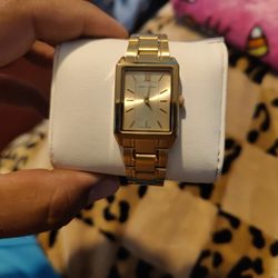 This is a Larsson & Jennings x WeWoreWhat Gold-Tone Link Bracelet Watch, 22mm. 