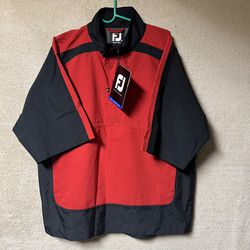Footjoy Golf Short Sleeve Windbreaker Rain Shirt Mens Medium Red 
