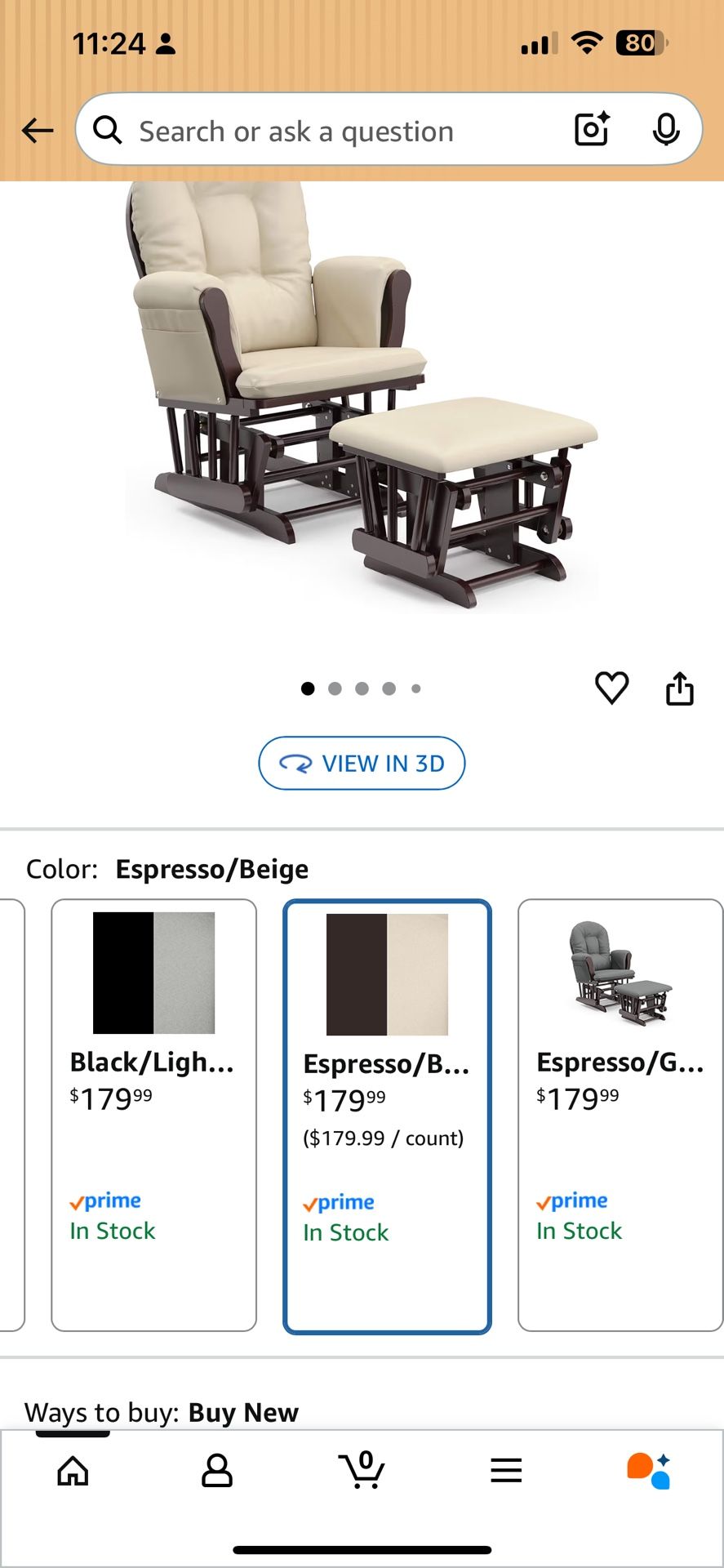 UNUSED Storkcraft Premium Hoop Glider & Ottoman (Espresso with Beige)