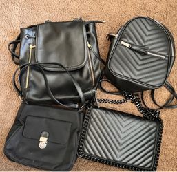 Lot of 4 Black Handbags and Backpacks
