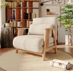 3 in 1 Folding Sofa Bed ,Accent Chair for Living Room Modern Arm Chair with Pillow Wood Frame ,White