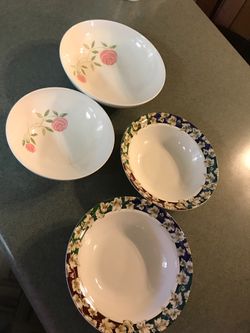 4 serving dishes pink rose pink a dilly and bob Timberlake