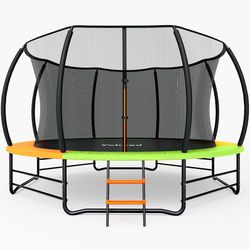 Brand New In Box Unopened    Yohood Trampoline Outdoor 12FT Recreational Trampolines with Enclosure Net and Ladder, ASTM Approved for Kids and Adults,