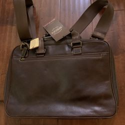 Boconi  Zipster Slim Leather Briefcase Laptop  Messenger Bag Tablet RFID
