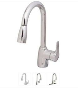 Cleveland Faucet Group® Baystone™ Pull-Out Kitchen Faucet, 1.5 GPM, Classic Stainless Steel, 1 Handle