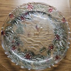 Vintage Handpainted Evergreen Wreath Platter