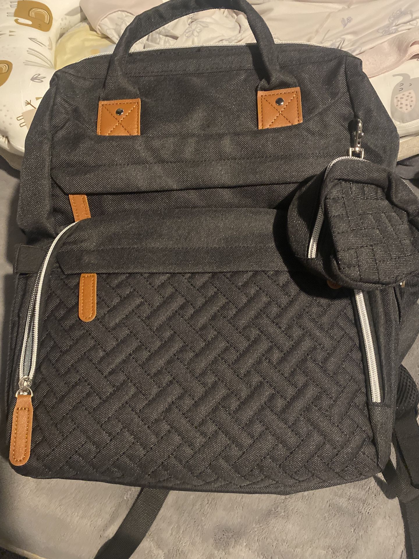 Black Diaper Bag With USB Charger