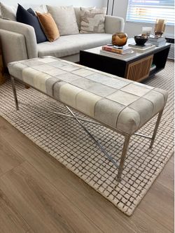 Cowhide Bench with Chrome Frame