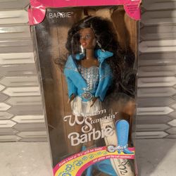 RARE 1993 WESTERN STAMPIN' BARBIE AFRICAN AMERICAN DOLL #10539 COLLECTIBLE