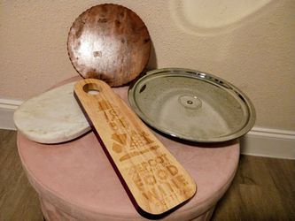 Marble & Wooden Cutting boards + Kromex rotating serving tray