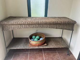Functional wicker side table
