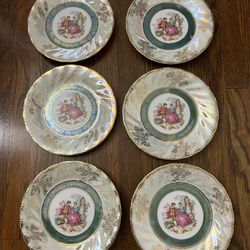 Set Of 6 Antique Dessert Plates 