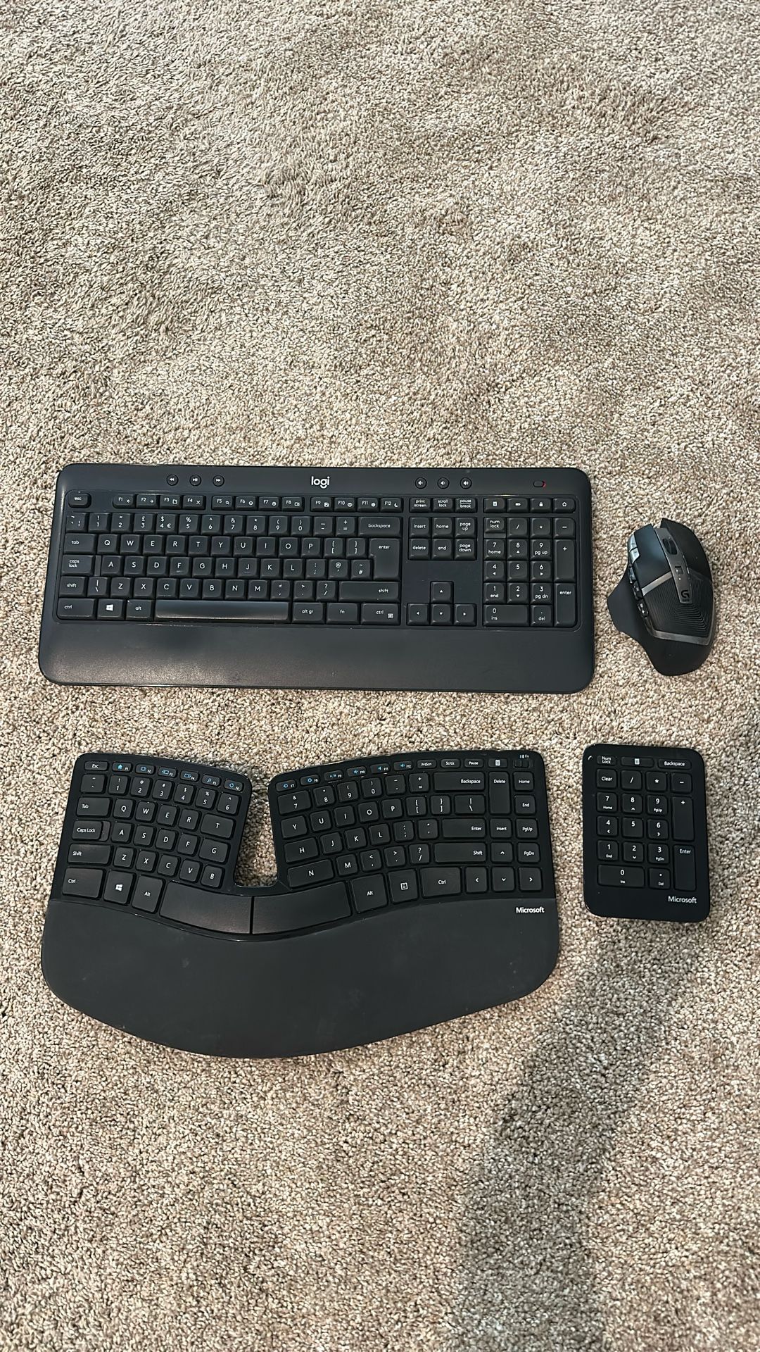 Microsoft Sculpt Ergonomic Wireless Desktop Keyboard+ Logitech Keyboard With Mouse