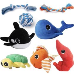 Puppy Toys Small Dogs, Durable Puppy Toys for Teething Small Dogs, Cute Dog Toys for Small Dogs, Stuffed Plush Squeaky Dog Toys and Ocean Small Dog To