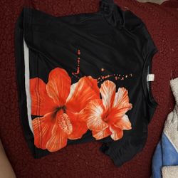Black Orange Flower Shirt