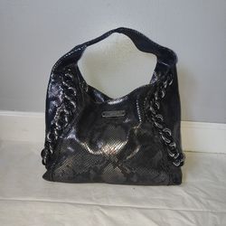 Authentic $448 Michael Kors Gunmetal Python Snakeskin Genuine Leather Purse Bag