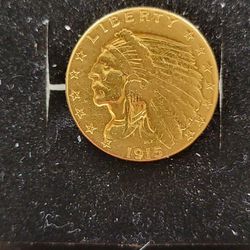 Authentic 1915 $2 1/2 U.S. GOLD INDIAN Coin