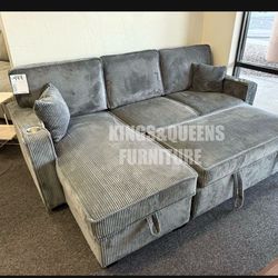 Corduroy couch pull out bed  new in box / no showroom/firm price
