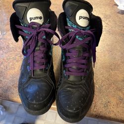 REEBOK PUMP BLACKTOP Battleground Shoes Size Mens 11.5 US Black Extreme Purple 
