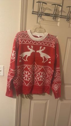 Red Holiday Reindeer Knit Sweater large