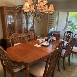 Vintage Dining Room Table with 8 Chairs