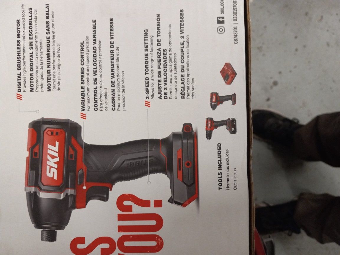 Skil Pwrcore 20 Brushless 20v Drill Driver And Impact Driver Combo Kit