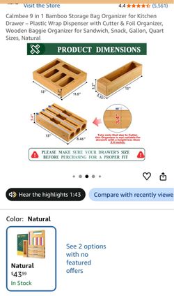 Calmbee 9-in-1 Bamboo Kitchen Drawer Organizer