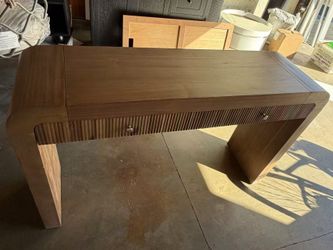 Wood Writing Desk with Fluted Drawers