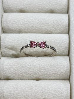 Pandora Sparkling Pink Bow Ring (Silver)