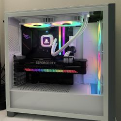 White RGB Gaming PC – RTX 3070 Strix, Ryzen 5 5600X, 16GB RAM – Clean Aesthetic Build