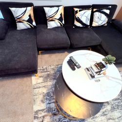 Modern  velvet sectional sofa.