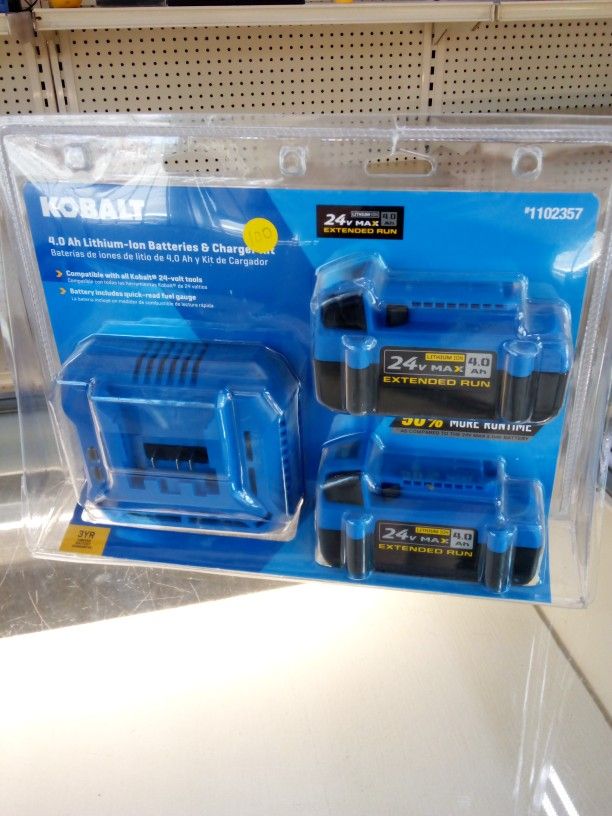 Kobolt 24v Max Ext Run4h Battery Charger ((2 battery))