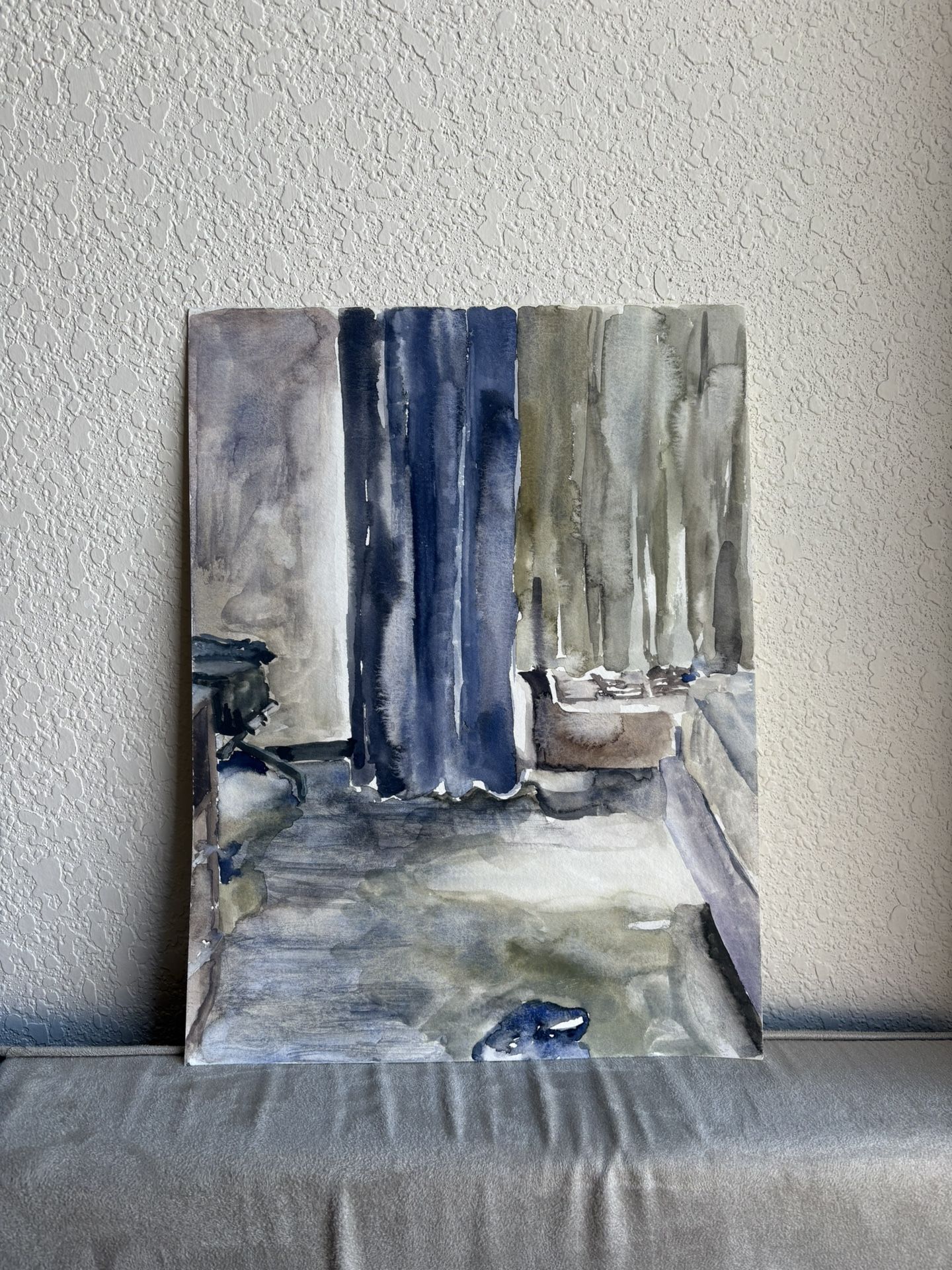 Abstract Blue and Green Watercolor Painting