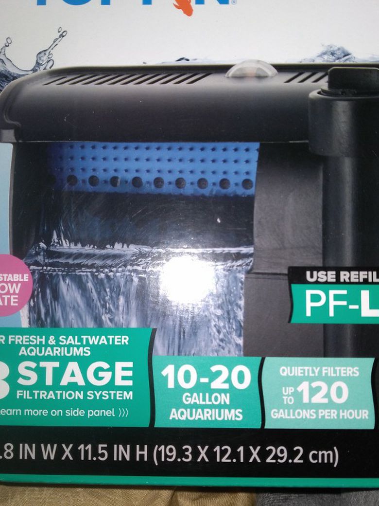 New Top Fin 3 Stage Filtration System 10 To 20 Gallon Aquariums
