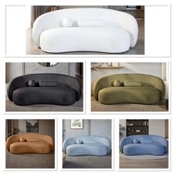 New Modern Curved Sofa 85” Long, Free Delivery ✅ White Modern Curved Sofa, Kidney Sofa 