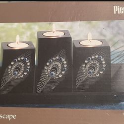 Peacock Tea Light candles and tray-BRAND NEW